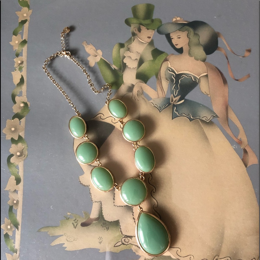 Mint Green/Gold Statement Necklace - Picture 1 of 2